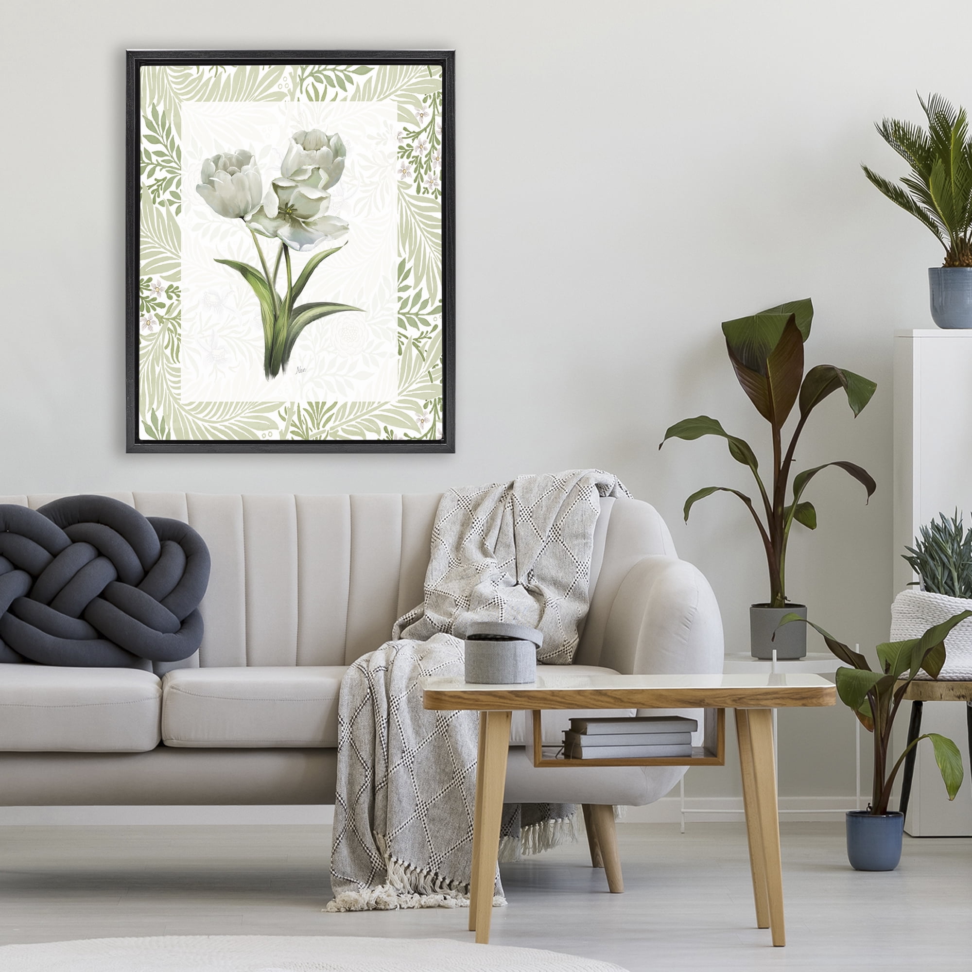 Stupell Industries Fresh Spring Tulip Bouquet Black Framed Floater Canvas Wall Art, design by Nan