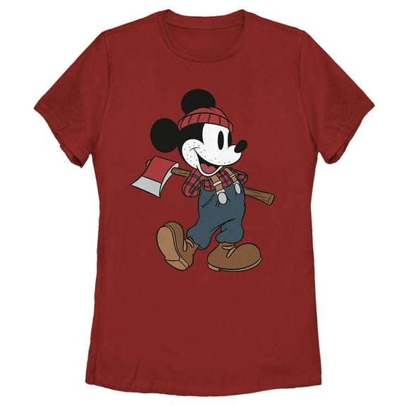 Women's Mickey & Friends Retro Lumberjack Mickey Mouse Graphic Tee Red Large