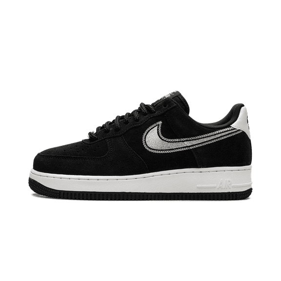 NIKE MENS Air Force 1 Low '07 LV8 "Black Sail Embroidered Swoosh" HJ4465 001 from Stadium Goods