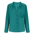 thumbnail image 3 of Vinsonshop Button Up Blouse Women Collared Shirt Business Casual Outfits for Women Long Sleeve Blouses Cute Work Outfits Clothes Solid Color Spring Blouses for Women Light Green M, 3 of 7