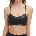 thumbnail image 2 of DKNY Women's Faux Leather Low Impact Sports Bra Black Size Small, 2 of 3