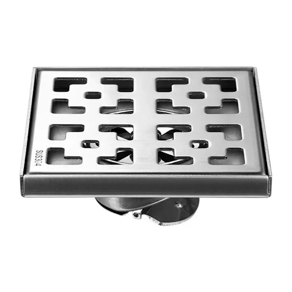 10*10cm Brushed Square Shower Drain, Stainless Steel Floor Drain