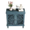 thumbnail image 4 of Atumcto Vintage Accent Sideboard Storage Cabinet, 2-Door Display Cabinet with Symmetrical Floral Carved Design, Adjustable Shelf & Solid Wood Legs for Living Room or Entryway, Antique Blue, 4 of 15