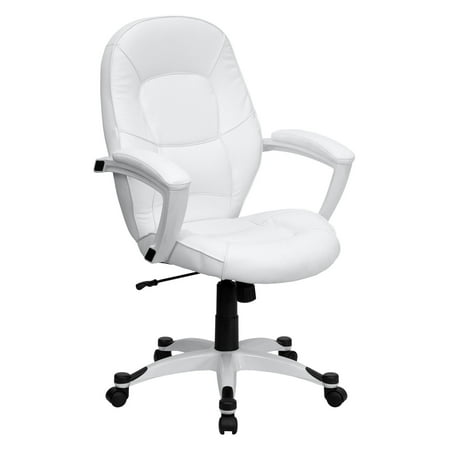 Flash Furniture Mid Back Executive Office Chair White Leather Flash Furniture Mid Back Executive Office Chair White Leather