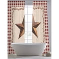 thumbnail image 5 of U.S. Country Rusty Stars Sheer Curtains for Living Room Bedroom, Retro Berries Vine Red Beige Plaid Light Filtering Sheer Curtains, Rod Pocket Voile Window Drapes, 2 Panels Set 52"x 96", 5 of 7