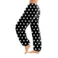 thumbnail image 2 of Women's Polka Dot Print Cuff Pants, Casual Lounge Sleep Pants, Elastic Waist Retro Style Pajamas for Fun and Comfortable Sleepwear,Black,XL, 2 of 6
