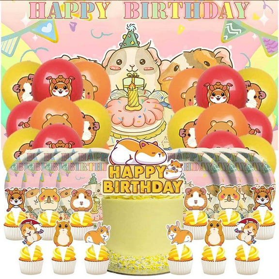Guinea Pig Birthday Party Supplies Balloons Paper Plates Decoration Cake Topper Decor Tableware Banner Backdrop