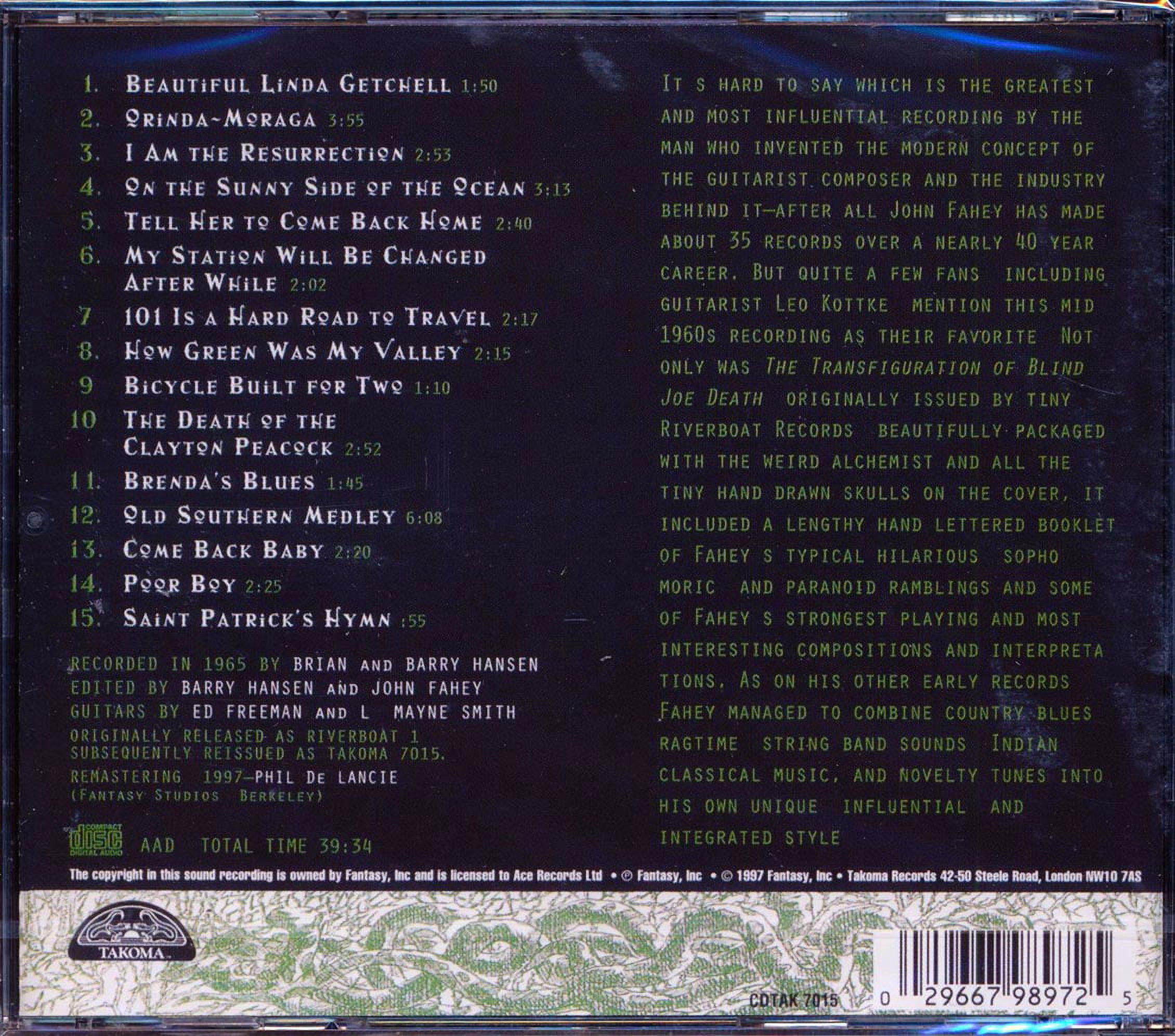 John Fahey - Transfiguration of Blind Joe Death - Music & Performance - CD