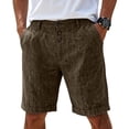 thumbnail image 3 of Wrtxtat Mens Casual Shorts Italian Style Adjustable Waist Front Button down Naples Shorts with Pockets Fashion Summer Beach Business Golf Shorts Coffee M, 3 of 8