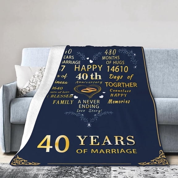 LHSHID 40th Anniversary Blanket 40th Wedding Anniversary Blanket 40th Wedding Anniversary Blanket for Couples Yess GrandYess 50x60in