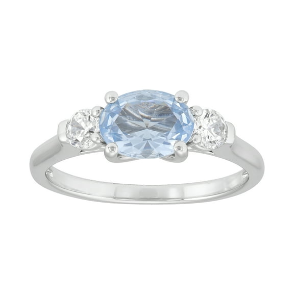 Brilliance Fine Jewelry Oval Simulated Aquamarine Ring in Sterling Silver