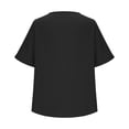 thumbnail image 5 of DDAPJ pyju Linen Shirts for Women Vintage Floral Embroidered Top V Neck Short Sleeve Baggy Blouse Tees on Sale Black XXL, 5 of 6