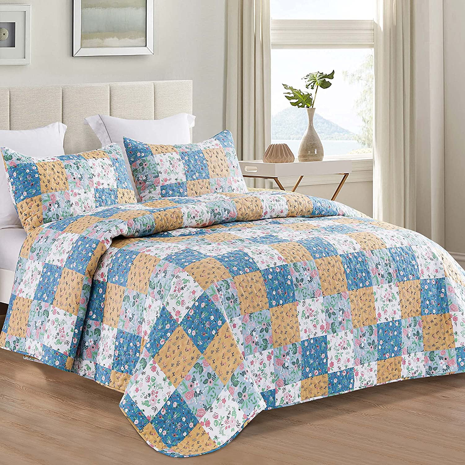 Details about   Green Hand Block Floral Printed Sheet Queen Bed Cover Cotton Bedding With Pillow 