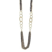 J&H Designs JHN9435_Gray Gld Long Seed Bead Layered Chain Necklace