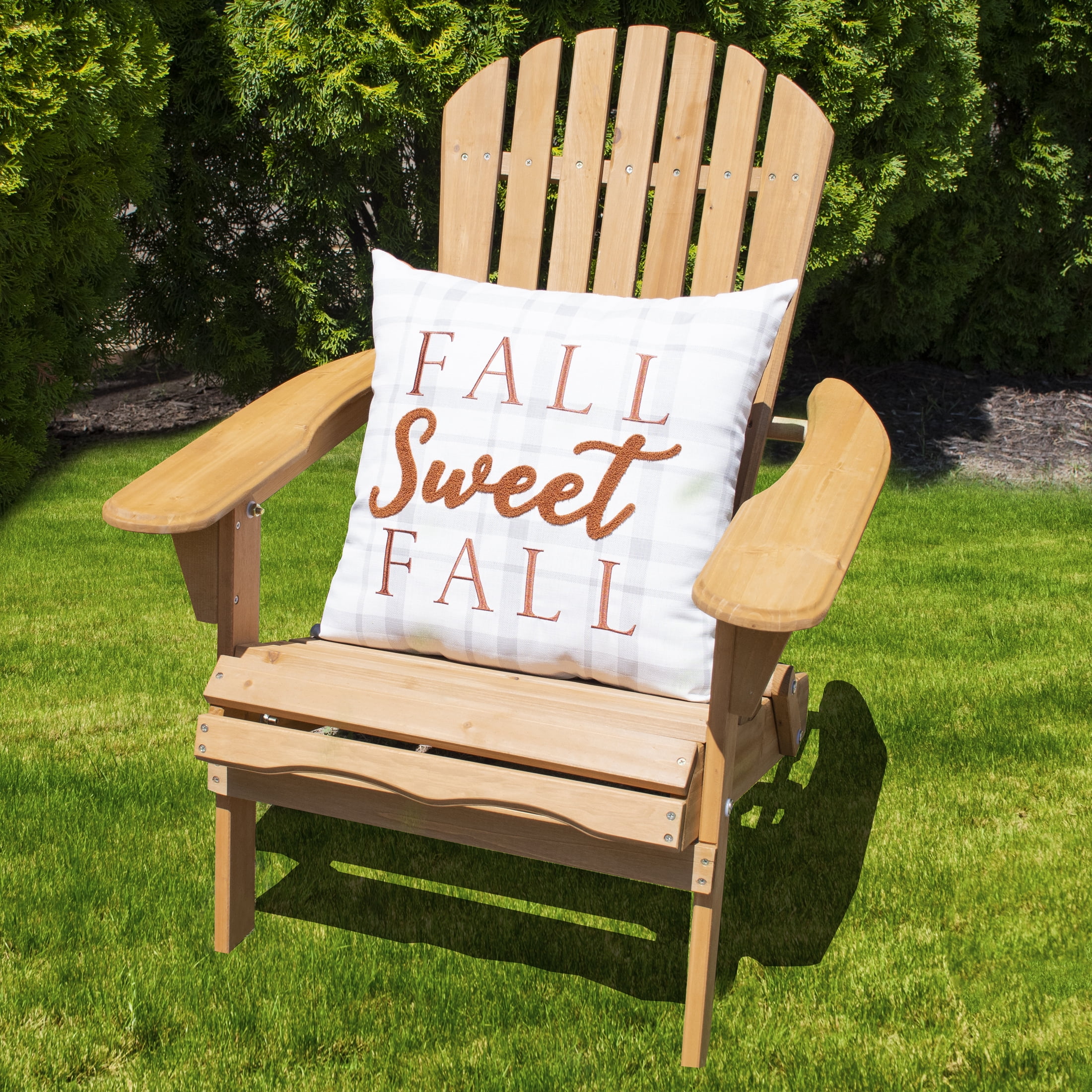 Better Homes & Gardens Fall Sweet Fall Outdoor Throw Pillow, 20" x 20" Square, Multi-Color Plaid