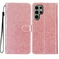 thumbnail image 6 of For Samsung Galaxy S23 Ultra Wallet Case Bling Shiny with RFID Blocking Card Slots Holder Premium PU Leather Magnetic Kickstand Shockproof Wrist Strap Removable Flip Protective Cover, Rosegold, 6 of 7