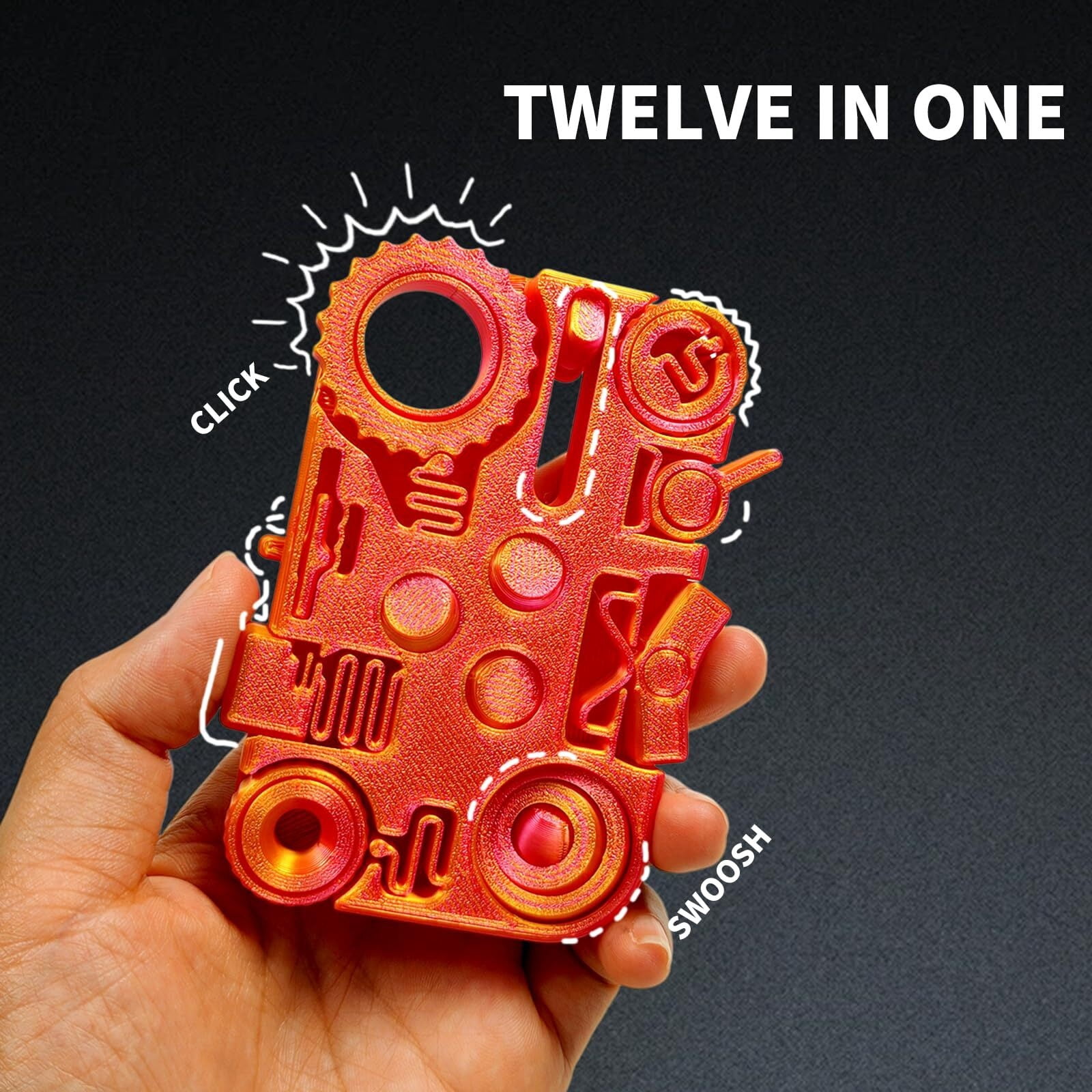 5 Pack 3D Printed Fidget Set, Rainbow Spinner & 12-in-1 Cube, Desk Stress For Adults, Sensory Focus Anxiety Gifts