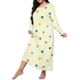 thumbnail image 3 of Chemises de Nuit pour Femmes Grande Taille Robe de Nuit Décontractée Imprimé Cœur Manches Longues Col Rond Extensible Moyen Ample XXXXXL, 3 of 5