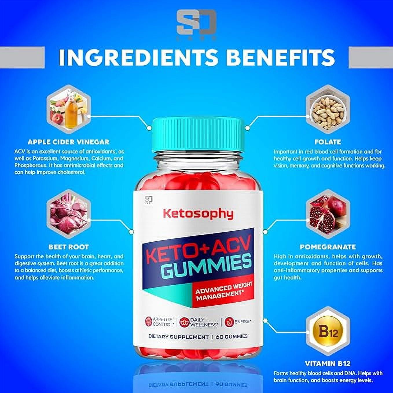 (2 Pack) Ketosophy ACV Keto Gummies, Ketosophy Advanced Weight Loss Gummies (120 Gummies)
