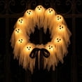 thumbnail image 3 of Clearance Halloween Lit Ghost Wreath, 12” Cute Ghost Wreath with Bow, Halloween Decorations Indoor Outdoor, Spooky Halloween Decor Ghosts Decoration for Front Door Porch Window Wall Party Office Home, 3 of 11