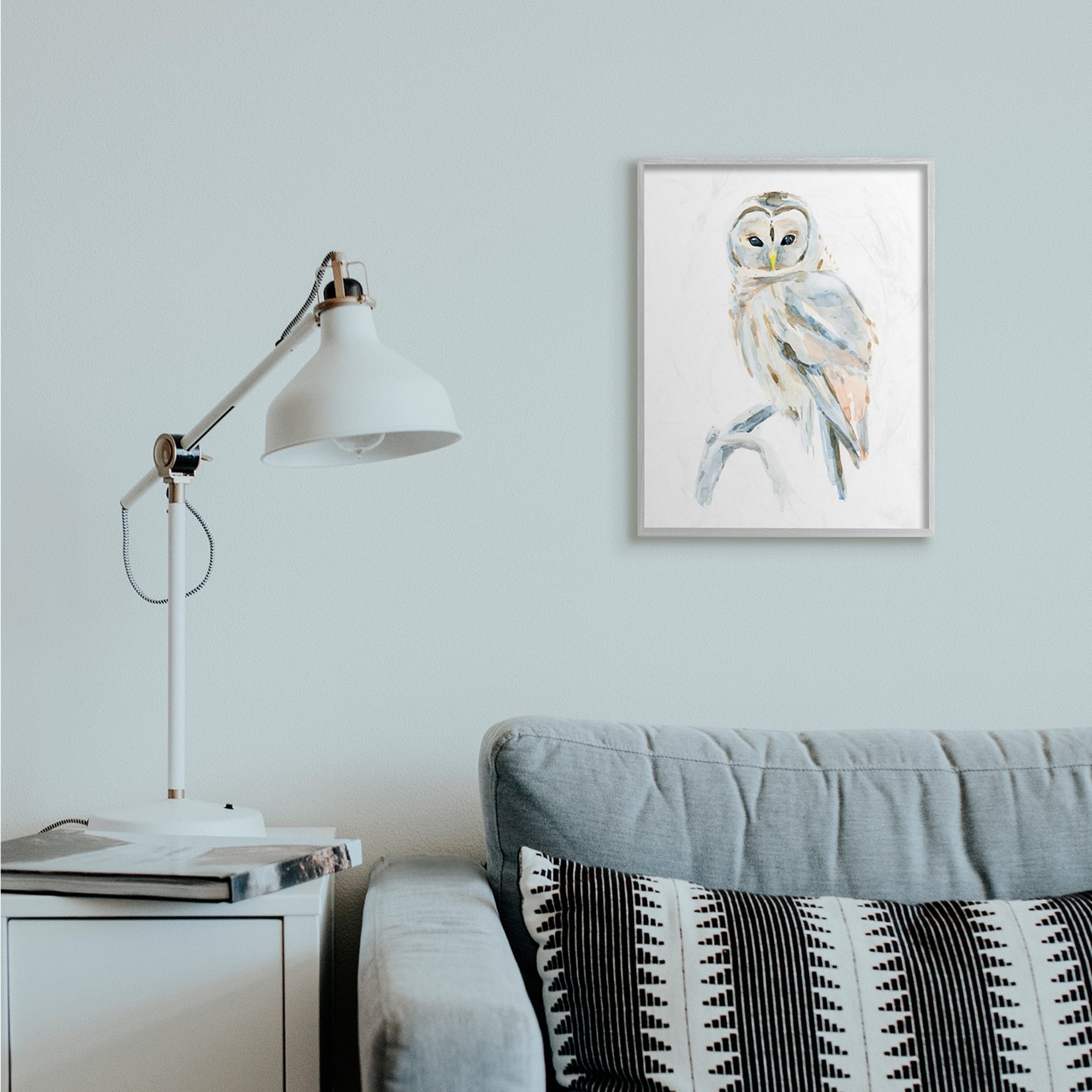 Stupell Industries Winter Artic Owl Portrait Perched on Tree Branch Canvas Wall Art, 16 x 20, Design by Annie Warren