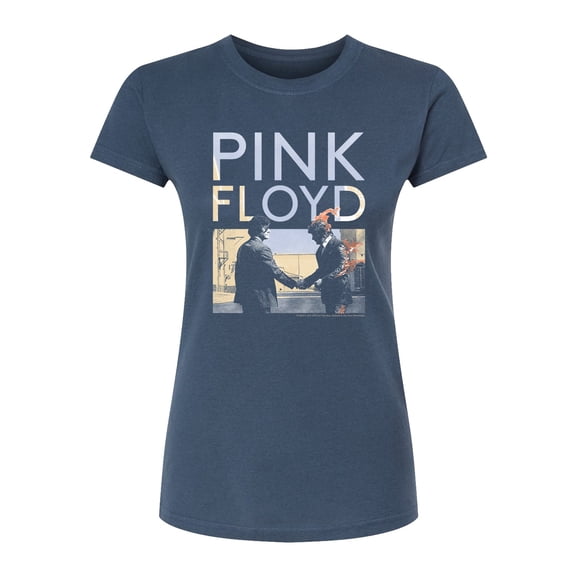 Pink Floyd - Pink Floyd Wywh Handshake Fire - Juniors Fitted Short Sleeve Graphic T-Shirt