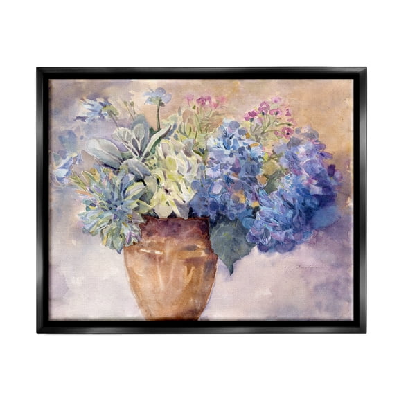 Stupell Industries Purple Hydrangea Painting Botanical & Floral Painting Black Floater Framed Canvas Art Print Wall Art, 31 x 25