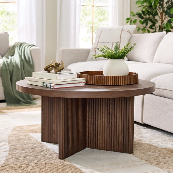 Better Homes & Gardens Lillian Fluted Coffee Table, Walnut Finish