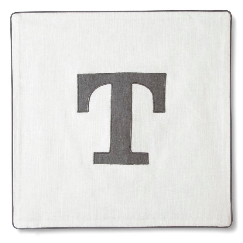 Threshold Square Pillow GRAY Monogrammed Pillow Cover "T"