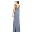 thumbnail image 2 of ADRIANNA PAPELL Womens Blue Lace Zippered Illusion Gown Sleeveless V Neck Full-Length Evening Dress 6, 2 of 2