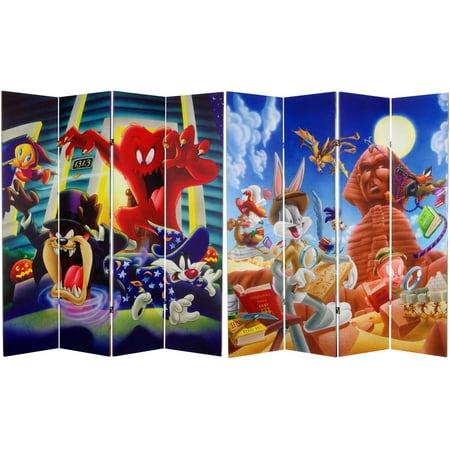 6' Tall Double Sided Tasmanian Devil and Bugs Bunny Canvas Room Divider