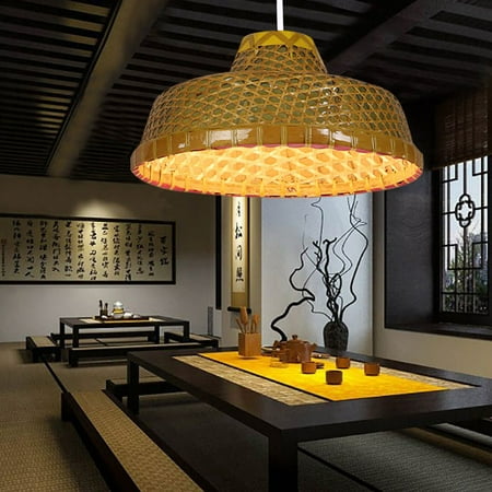 

Fichiouy Wicker Bamboo Pendant Light Hanging Lamp Kitchen Restaurant Hallway Lighting USA