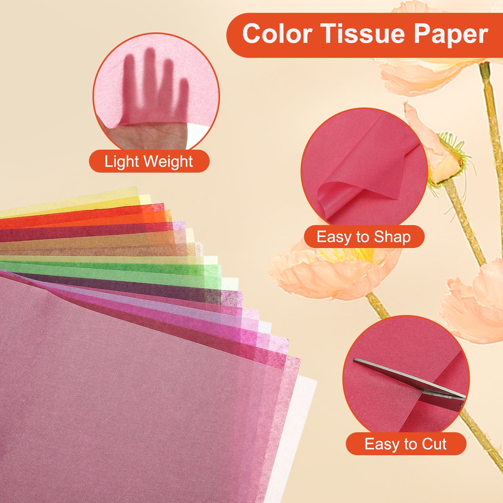 Uxcell 120 Sheets Colored Tissue Paper Bulk for Gift Bags, 19.7x13.8" Valentine's Day Tone Assorted Color Wrapping Paper for Craft Holidays Christmas Birthday Wedding Filler Flower Decor