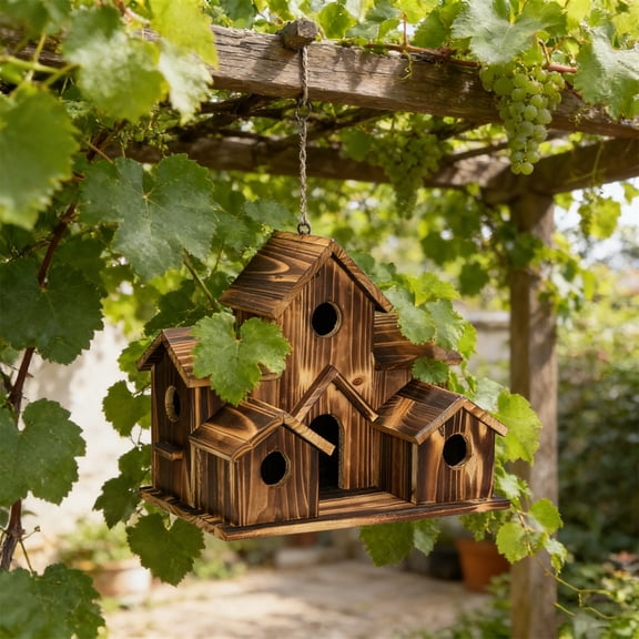Bird Houses for Outside, Solid Wood Bird House, 6-Room Birdhouse, Birdhouses for Outdoors, Purple Martin Bird House, Bluebird Houses for Outside Garden Hanging Feeder