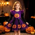 thumbnail image 2 of YUEHUA Halloween Fancy Gown for Toddler Kids, Sequin Embellished Overlay with Velvet Bow, Pretty Ruffled Hem Holiday Carnival Dress for 5-8, 2 of 8