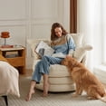 thumbnail image 4 of Pinmoco 360° Swivel Accent Chair Barrel Chair, Oversized Chair with 3 Pillows, Upholstered Sofa Chair for Living Room, Bedroom, Reading, Reading,Teddy Velvet Off-White, 4 of 13