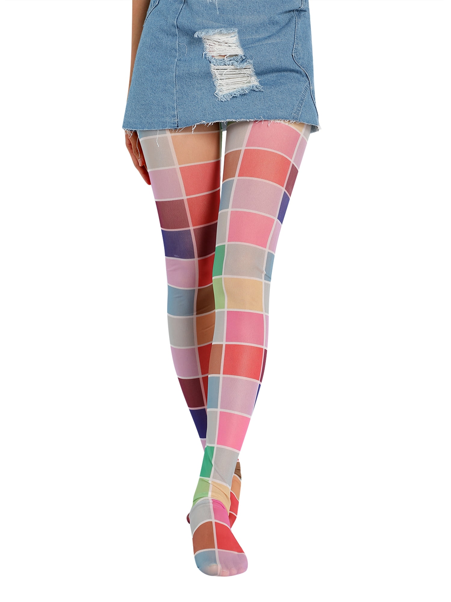 BeQeuewll Ladies Colorful Tights Women Soft Pantyhose Stretch Render Pants  High Stockings