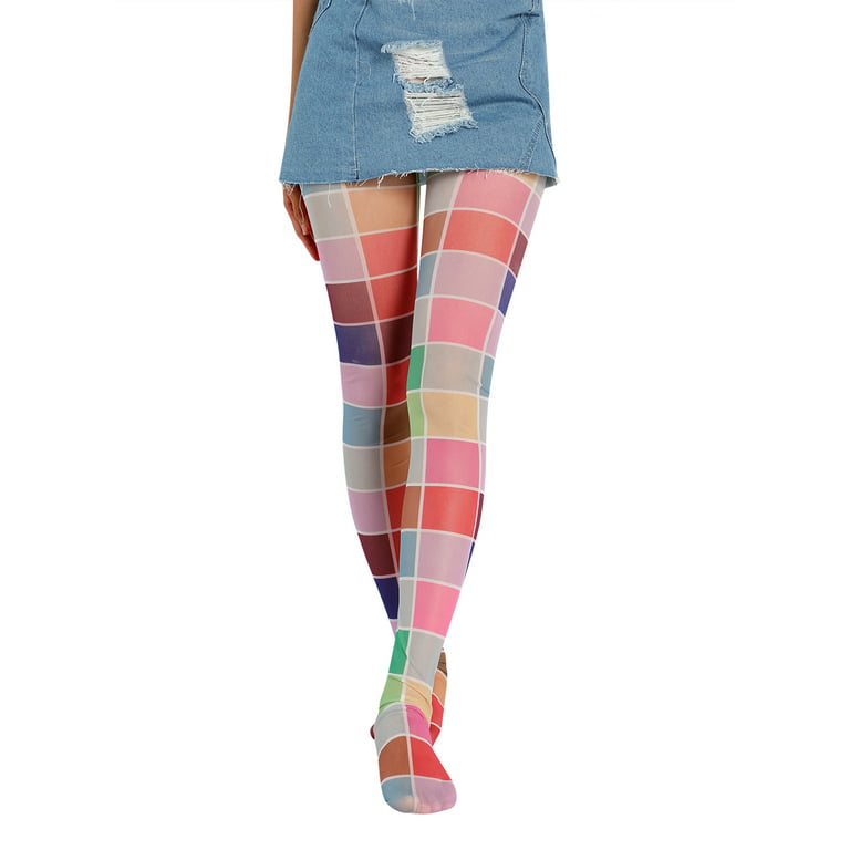 BeQeuewll Ladies Colorful Tights Women Soft Pantyhose Stretch Render Pants  High Stockings 