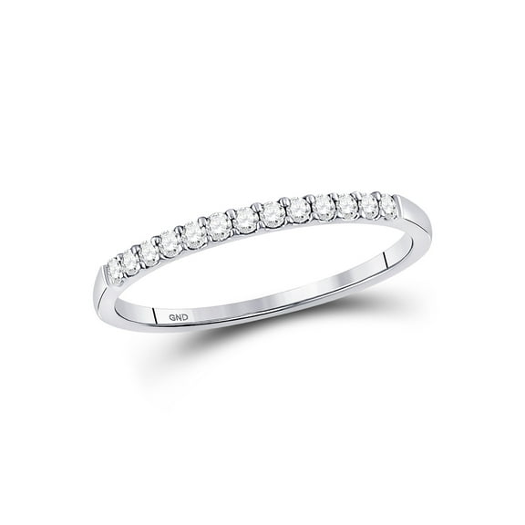 10kt White Gold Womens Round Pave-set Diamond Wedding Band 1/6 Cttw