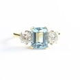 thumbnail image 2 of HeartsAndYou 0.88ct Natural Aquamarine Diamond Trilogy Engagement Ring 14k SOLID Yellow Gold, 2 of 9