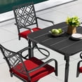 thumbnail image 3 of Nuu Garden 5-Piece Metal Patio Dining Set, 37 Inch Square Table with Umbrella Hole and 4 Swivel Chairs with Removable Cushions, All-Weather Outdoor Furniture Set for Garden, Patio, Black and Red, 3 of 9