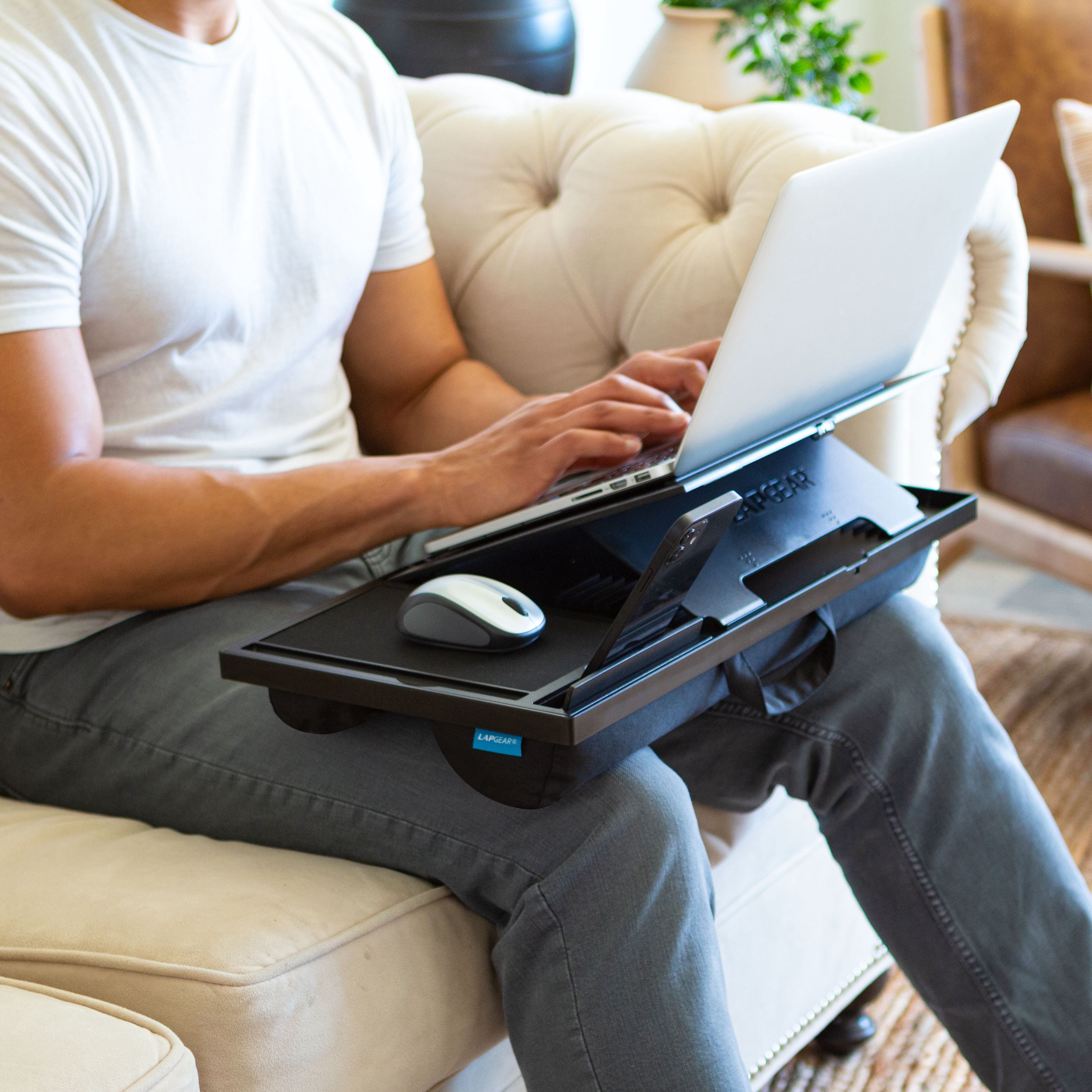 LapGear Ergo Pro Lap Desk with Mouse Pad and Ventilation, Fits up to 15.6-in Laptop, Black