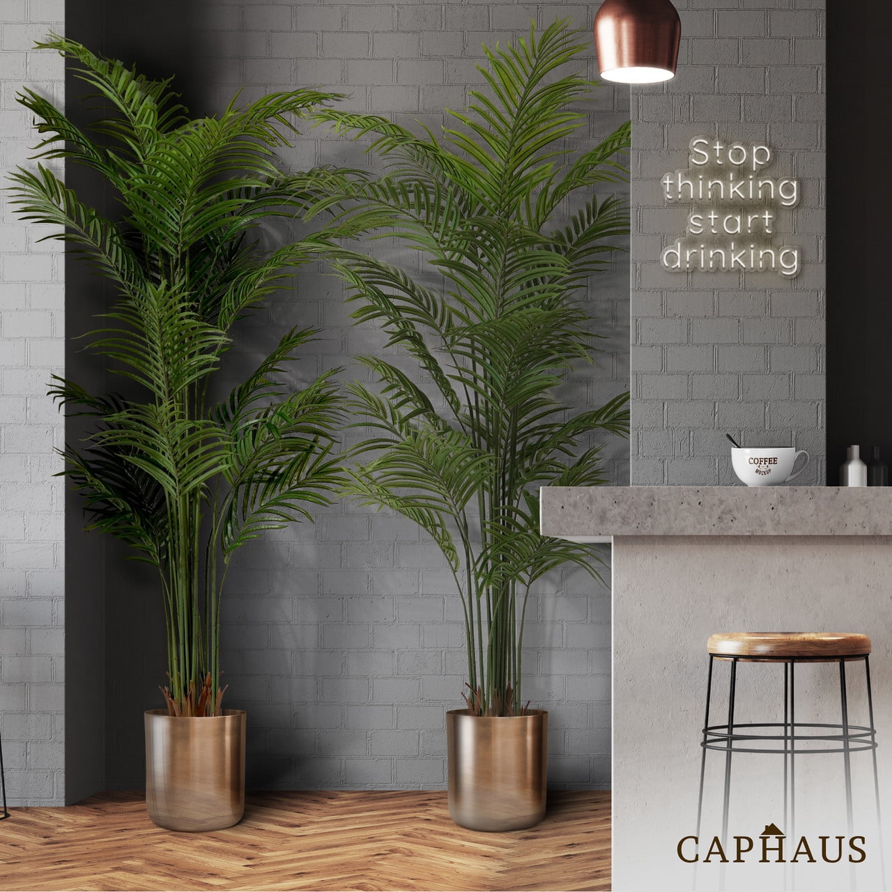 CAPHAUS Artificial Palm Tree, 5 / 6 / 7 Feet with 18 Trunks Faux Potted Tree for Home Office Modern Decoration, Faux Dypsis Lutescens Plant in Pot with Dried Moss, Indoor Gift for Housewarming