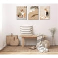 thumbnail image 3 of Beige Women Boho Wall Art for Bedroom Mid Century Modern Wall Art Minimalist Bohemian Leaf Canvas Prints Pictures Framed Artwork for Bathroom Living Room Decor 3 Panels 12" X16, 3 of 6