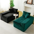 thumbnail image 3 of JERFIT Modular Sectional Sofa with Pillows, 4-Seater Velvet Convertible Couch for Small Space, Black and Green Polyester Fabric Living Room Seating Furniture, 3 of 8