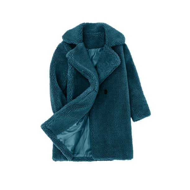 Aoochasliy Coats for Girls Deals Teddy Long Coat Fluffy Faux Fur Trench ...