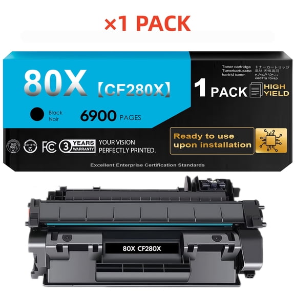 80X Black Toner Cartridge (with chip) Compatible for 80X CF280X Toner Compatible with with Pro 400 M401dn M401dne M401dw M401 M425 M425dn M425dw M401a (1 Pack)