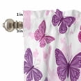 thumbnail image 4 of Purple Butterfly Curtain Valances Set Cartoon Cute Style Kitchen Curtains 24&nbsp;inch Length Rod Pocket Valance and Tiers 3 Piece Set Small Bedroom Bathroom Laundry Decor, 4 of 9