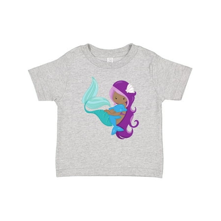 

Inktastic African American Mermaid Purple Hair Dolphin Gift Baby Girl T-Shirt