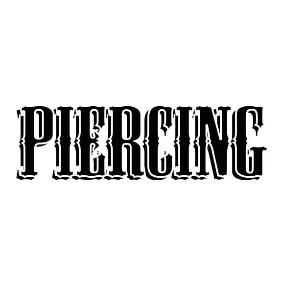 24" PIERCING DECAL sticker shop  gun barbell